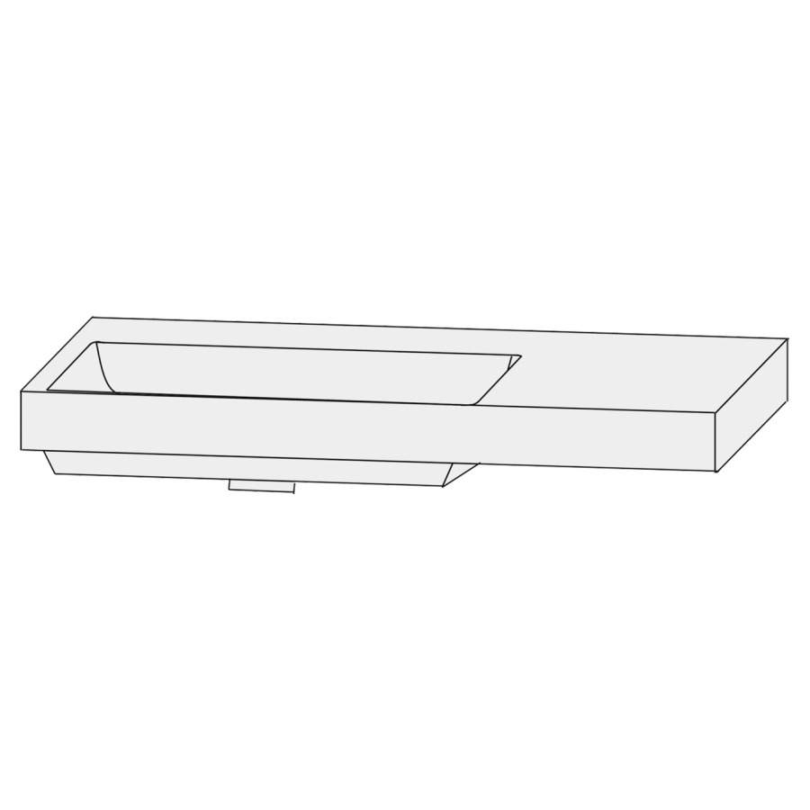 Lavabo pour meuble  Design Line Tess Q!flat
92 x 45 cm
Céramique, rectangulaire
lavabo à gauche
avec système Clou 
avec tablette de robinetterie
