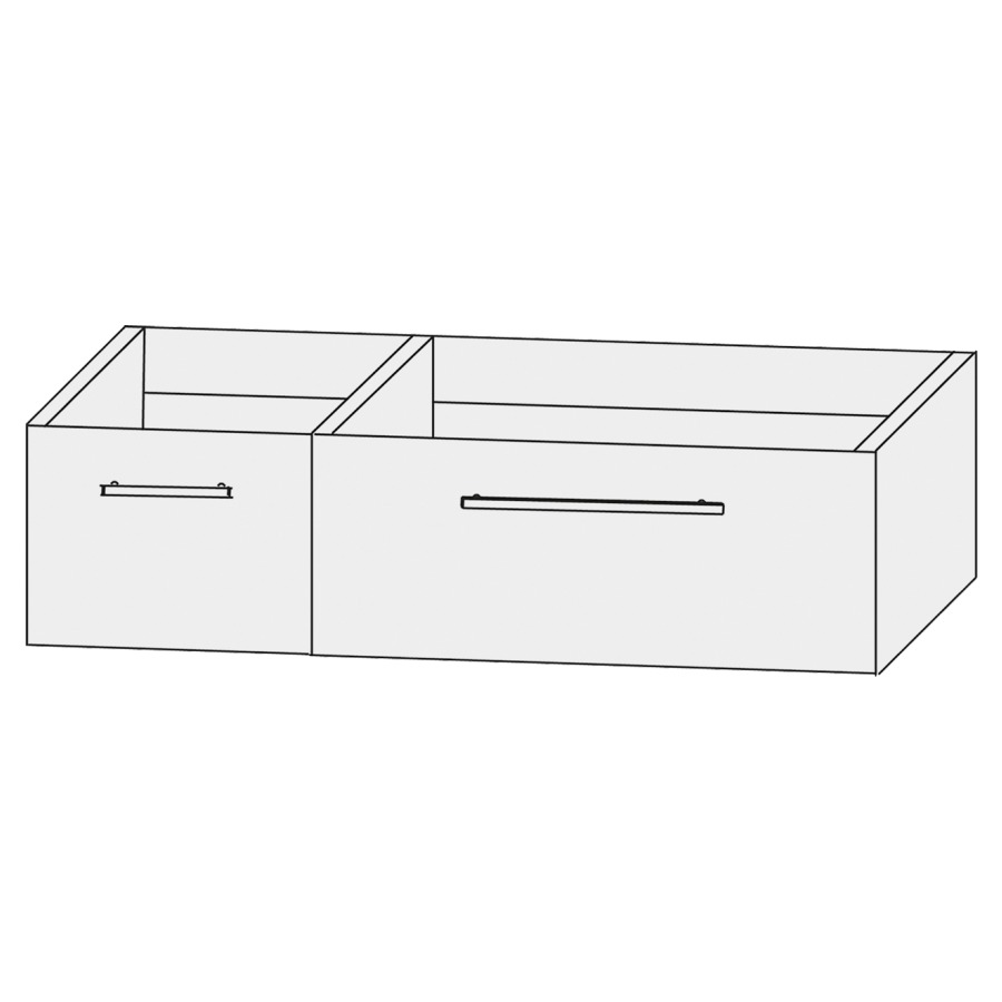 Élément inférieur  Design Line Tess
90 x 24 x 44 cm
2&nbsp;éléments de tiroir (30/60)
1&nbsp;tiroir chacune
pour lavabo asymétrique pour meuble