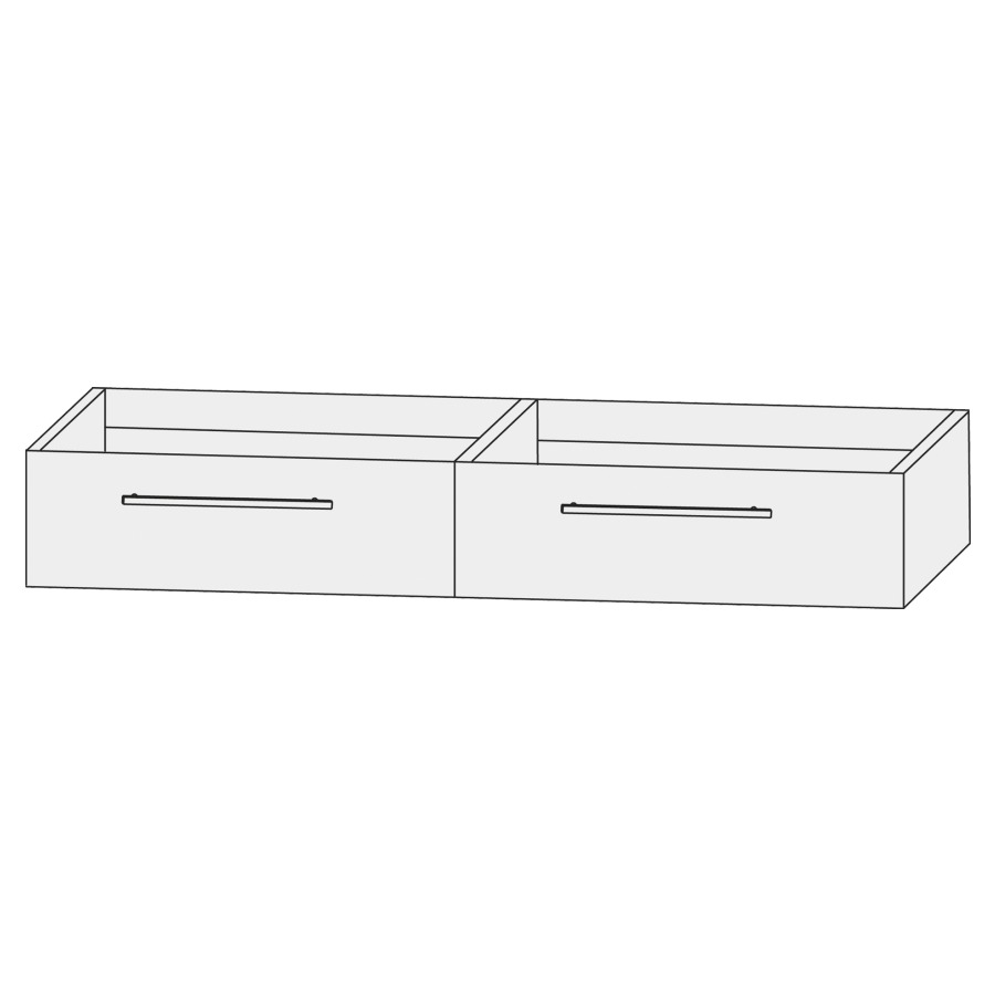Élément inférieur  Design Line Tess
140 x 24 x 44 cm
2&nbsp;éléments de tiroir, 1&nbsp;tiroir chacune
pour lavabo double pour meuble
Q!flat/Squared