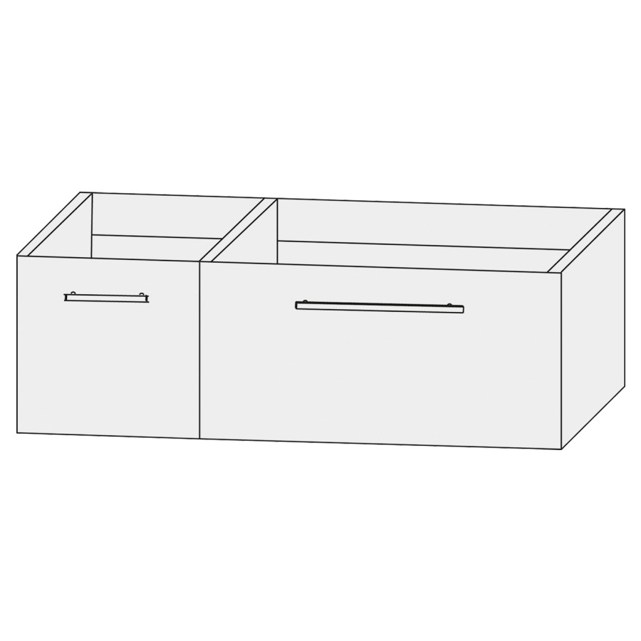 Élément inférieur  Design Line Tess
90 x 32 x 44 cm
2&nbsp;éléments de tiroir (30/60)
1&nbsp;tiroir chacune
pour lavabo asymétrique pour meuble