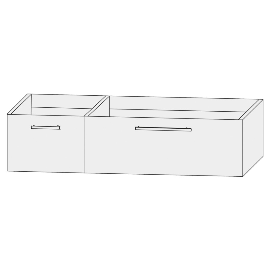 Élément inférieur  Design Line Tess
120 x 32 x 44 cm
2&nbsp;éléments de tiroir (30/90)
1&nbsp;tiroir chacune
pour lavabo asymétrique pour meuble