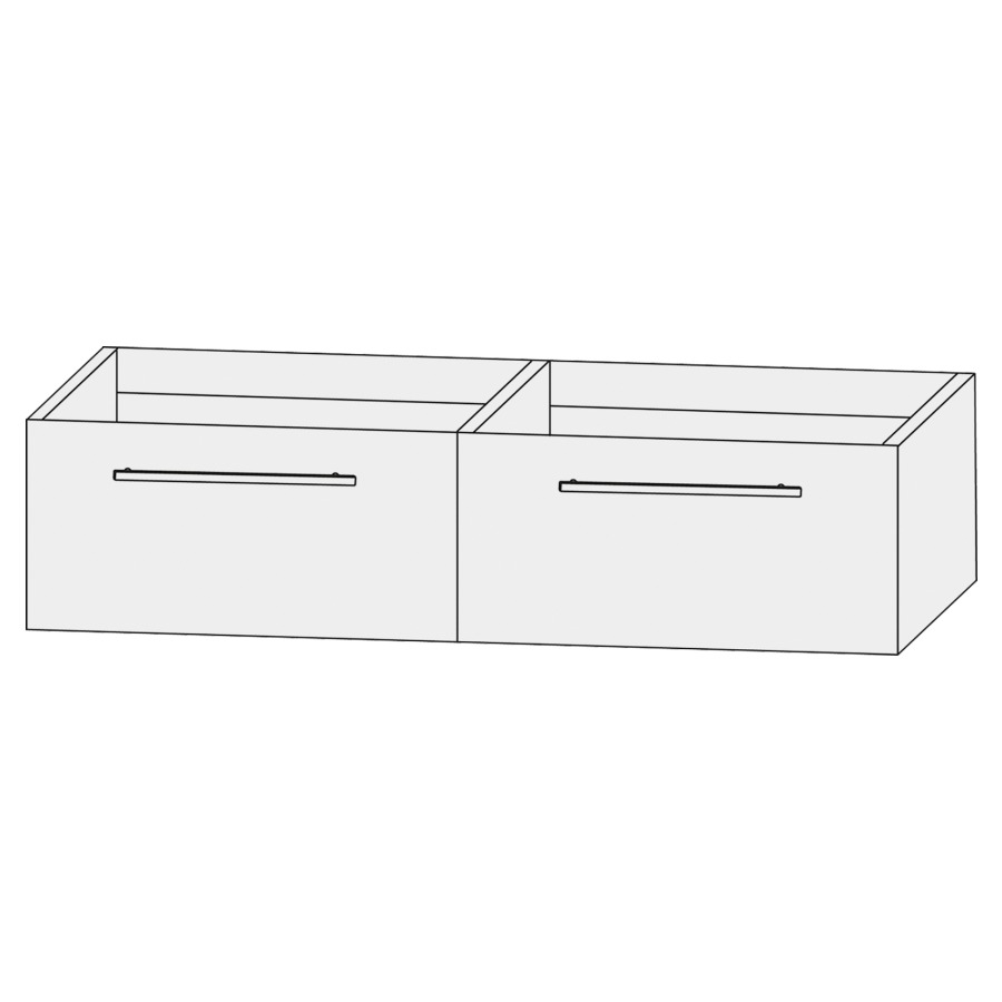 Élément inférieur  Design Line Tess
120 x 32 x 44 cm
2&nbsp;éléments de tiroir, 1&nbsp;tiroir chacune
pour lavabo double pour meuble
Q!flat/Squared
