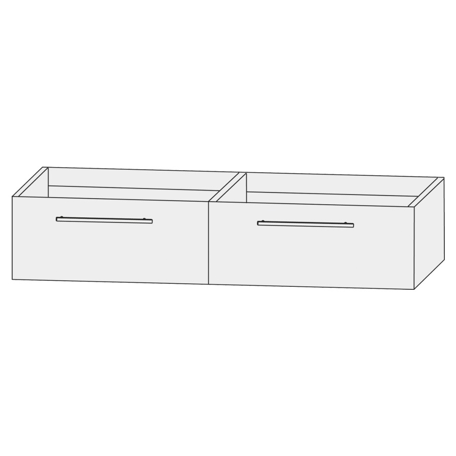 Élément inférieur  Design Line Tess
140 x 32 x 44 cm
2&nbsp;éléments de tiroir, 1&nbsp;tiroir chacune
pour lavabo double pour meuble
Q!flat/Squared