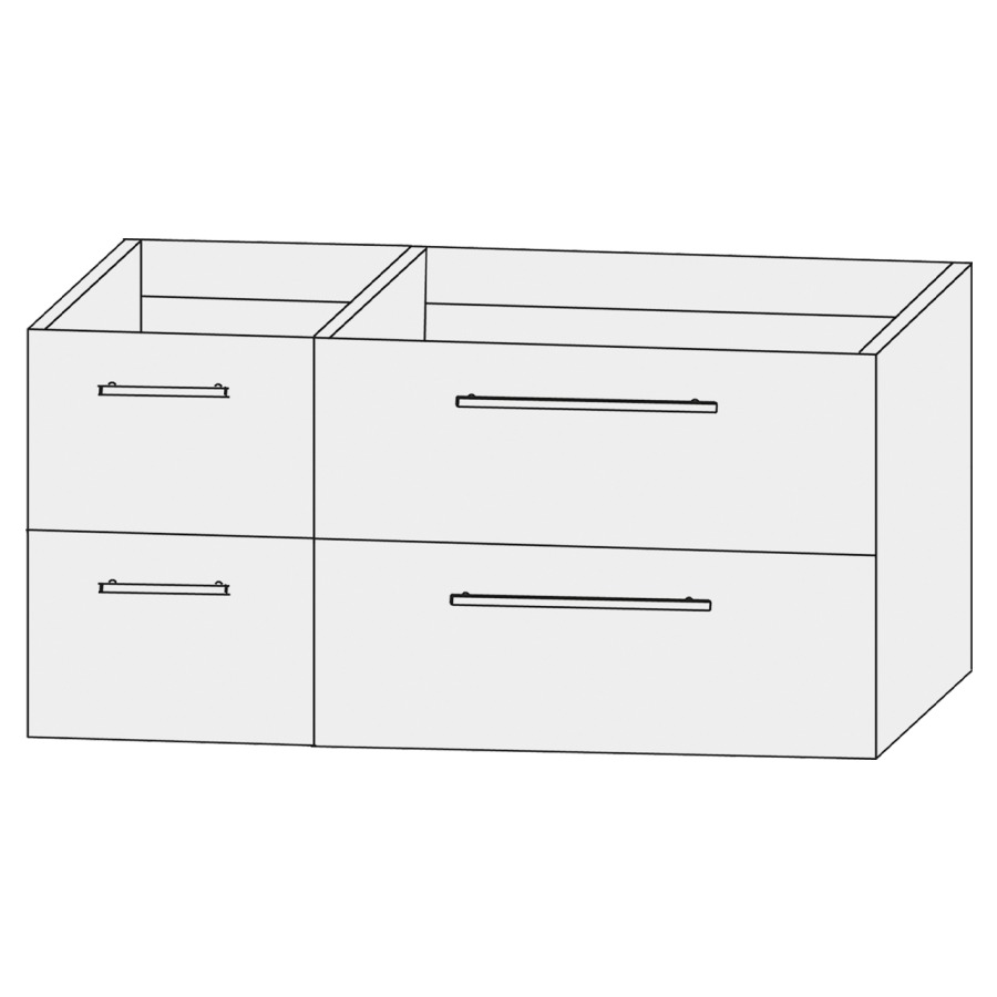 Élément inférieur  Design Line Tess
90 x 48 x 44 cm
2&nbsp;éléments de tiroir (30/60)
2&nbsp;tiroirs chacune
pour lavabo asymétrique pour meuble
