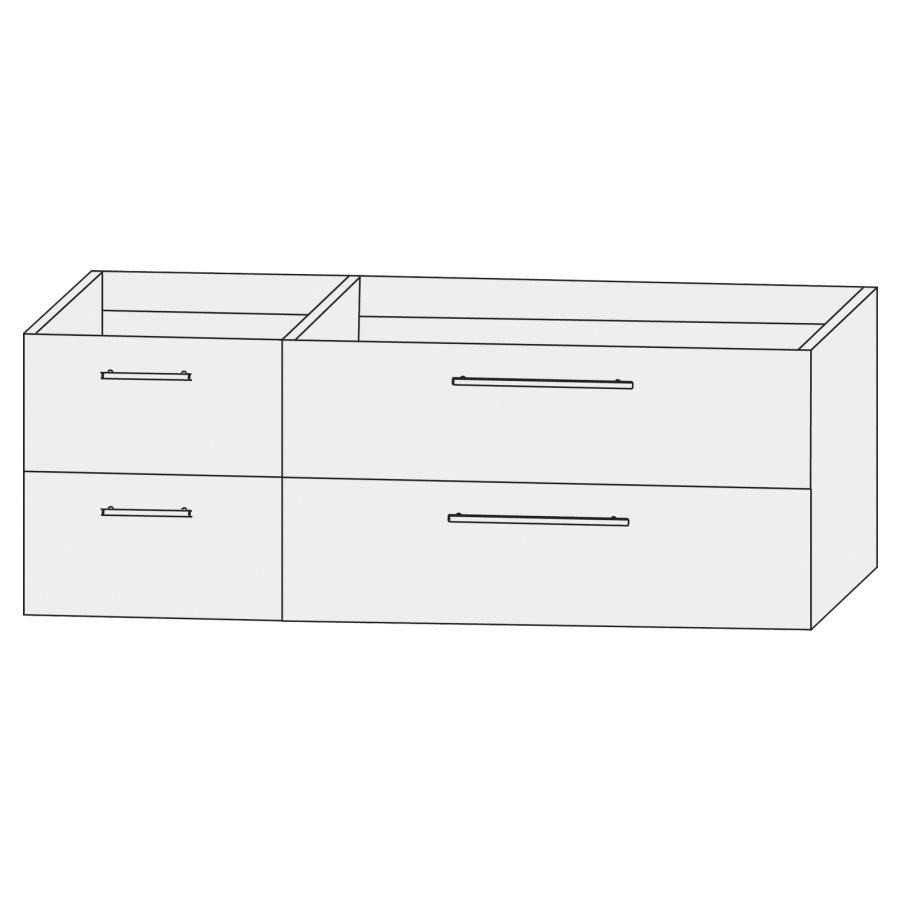 Élément inférieur  Design Line Tess
120 x 48 x 44 cm
2&nbsp;éléments de tiroir (30/90)
2&nbsp;tiroirs chacune
pour lavabo asymétrique pour meuble
