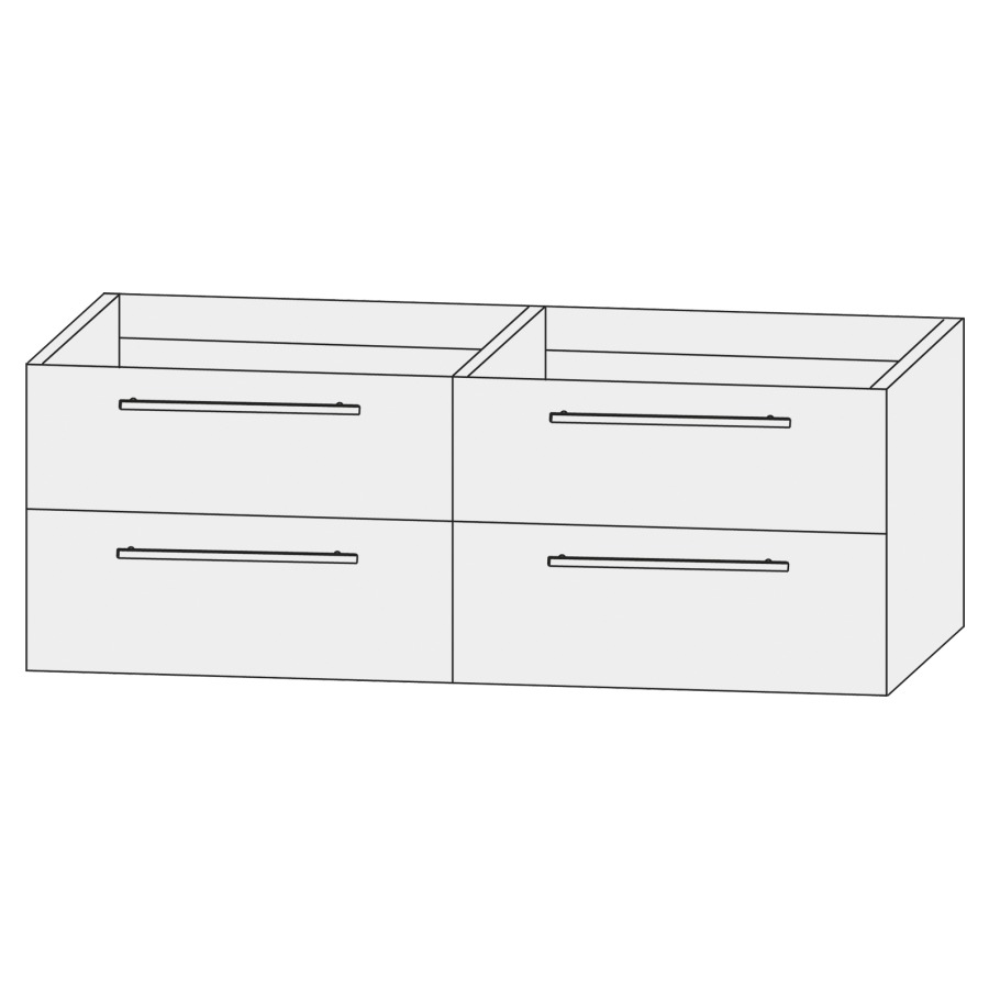 Élément inférieur  Design Line Tess
120 x 48 x 44 cm
2&nbsp;éléments de tiroir, 2&nbsp;tiroirs chacune
pour lavabo double pour meuble
Q!flat/Squared