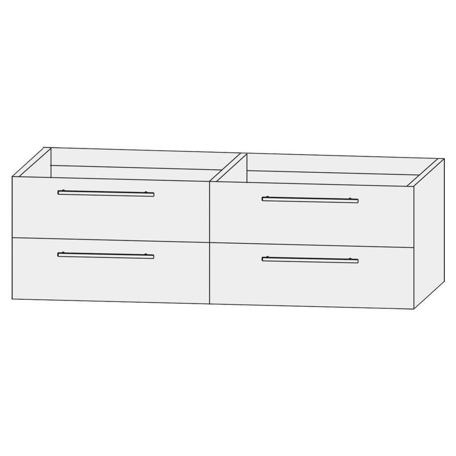 Élément inférieur  Design Line Tess
140 x 48 x 44 cm
2&nbsp;éléments de tiroir, 2&nbsp;tiroirs chacune
pour lavabo double pour meuble
Q!flat/Squared