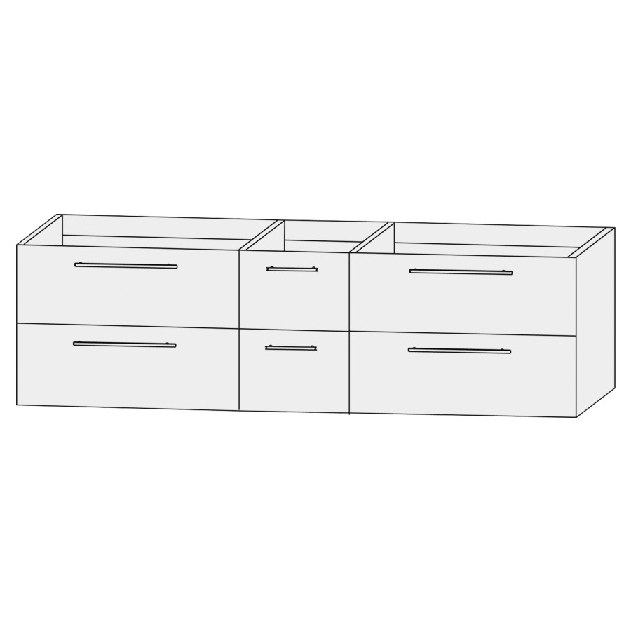 Élément inférieur  Design Line Tess
150 x 48 x 44 cm
3&nbsp;éléments de tiroir (60/30/60)
2&nbsp;tiroirs chacune
pour lavabo double pour meuble 107852