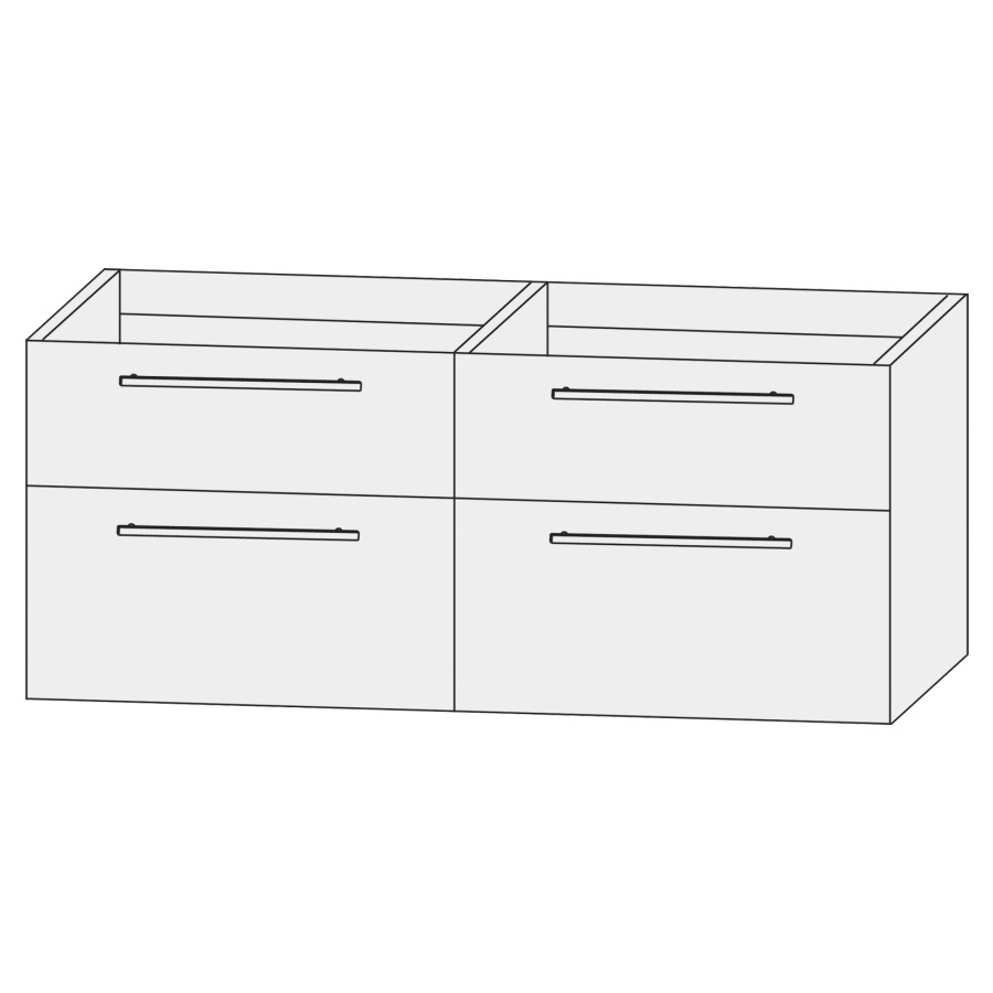 Élément inférieur  Design Line Tess
120 x 56 x 44 cm
2&nbsp;éléments de tiroir, 2&nbsp;tiroirs chacune
pour lavabo double pour meuble
Q!flat/Squared