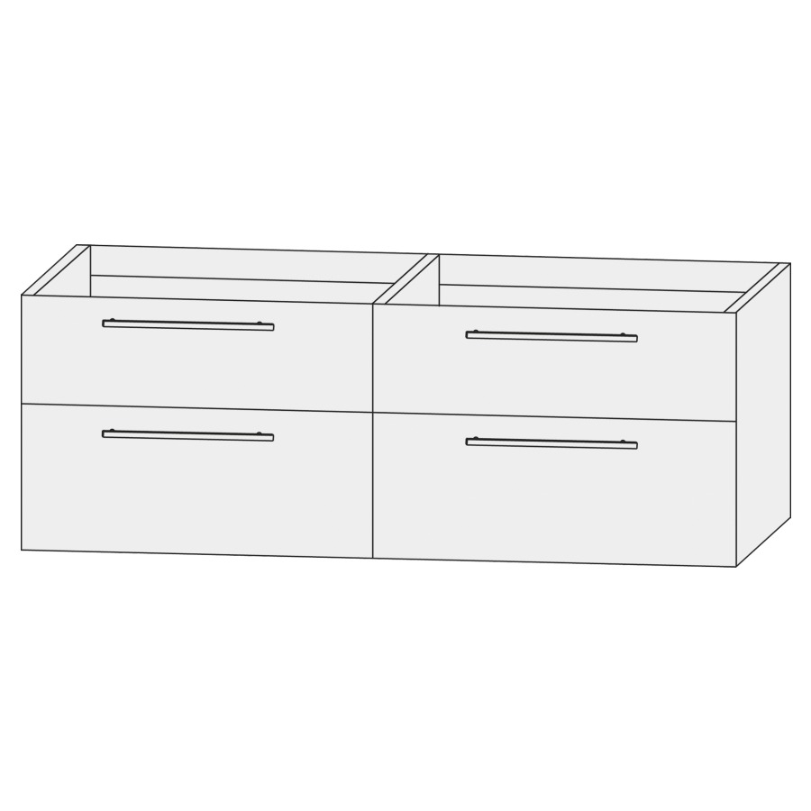 Élément inférieur  Design Line Tess
140 x 56 x 44 cm
2&nbsp;éléments de tiroir, 2&nbsp;tiroirs chacune
pour lavabo double pour meuble
Q!flat/Squared