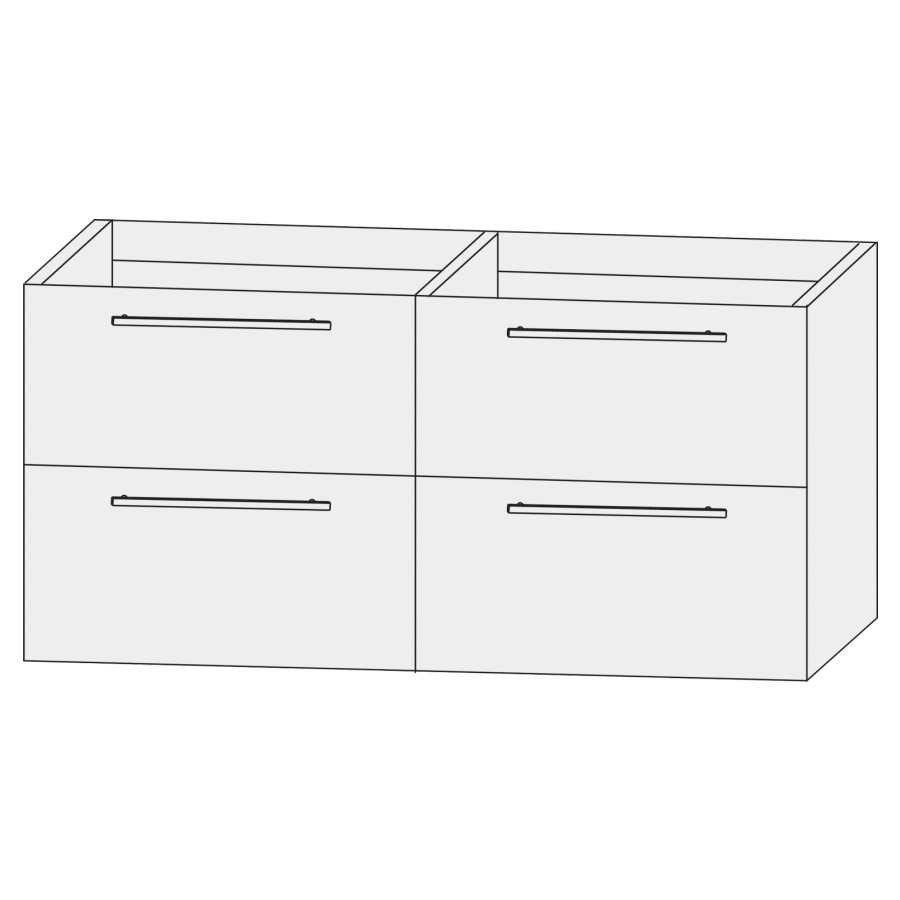 Élément inférieur  Design Line Tess
120 x 64 x 44 cm
2&nbsp;éléments de tiroir, 2&nbsp;tiroirs chacune
pour lavabo double pour meuble
Q!flat/Squared