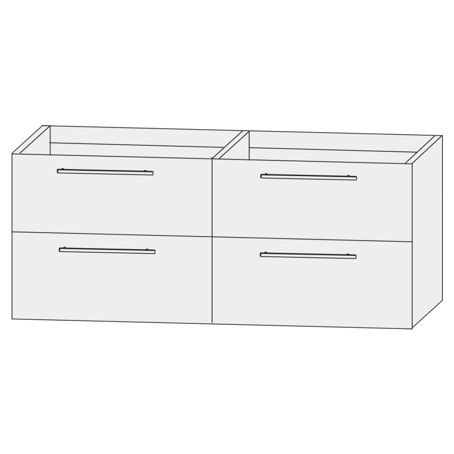 Élément inférieur  Design Line Tess
140 x 64 x 44 cm
2&nbsp;éléments de tiroir, 2&nbsp;tiroirs chacune
pour lavabo double pour meuble
Q!flat/Squared