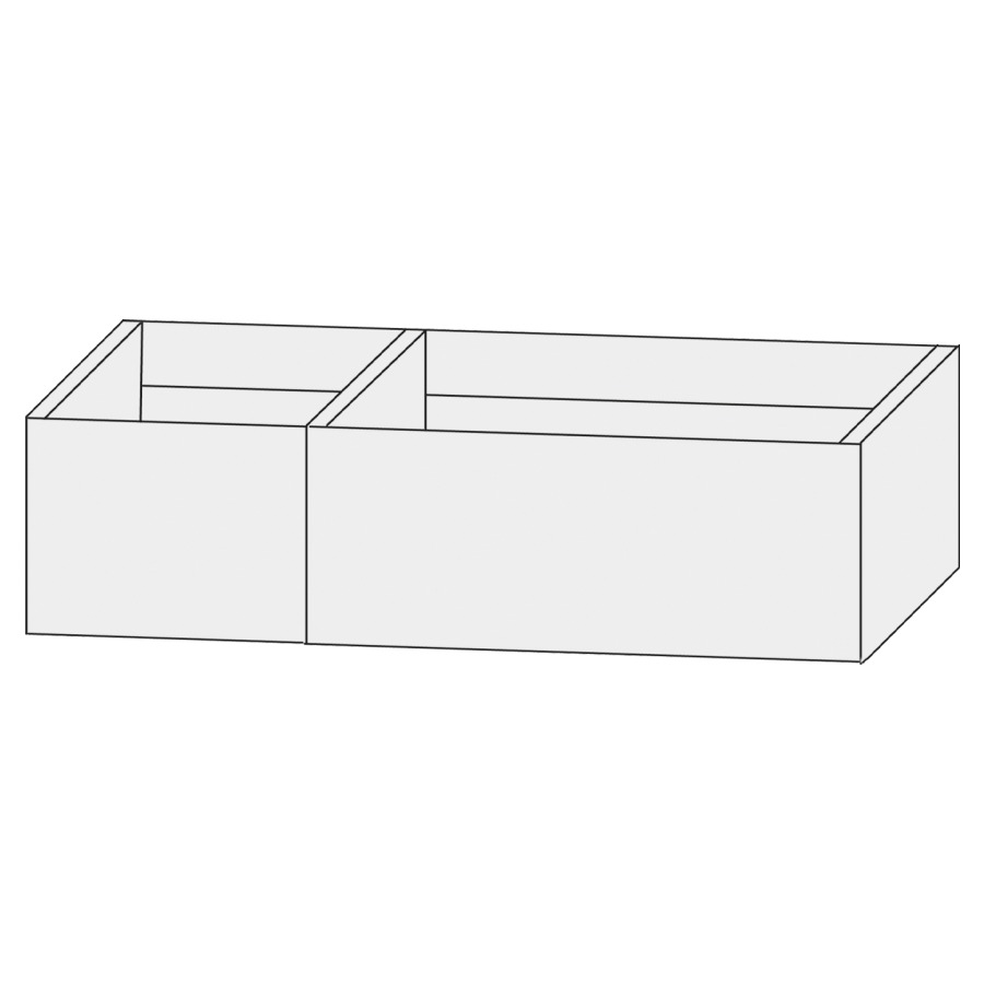 Élément inférieur  Design Line Tess
90 x 28 x 44 cm
élément de tiroir (30/60)
2&nbsp;tiroirs, sans poignée
pour lavabo asymétrique pour meuble