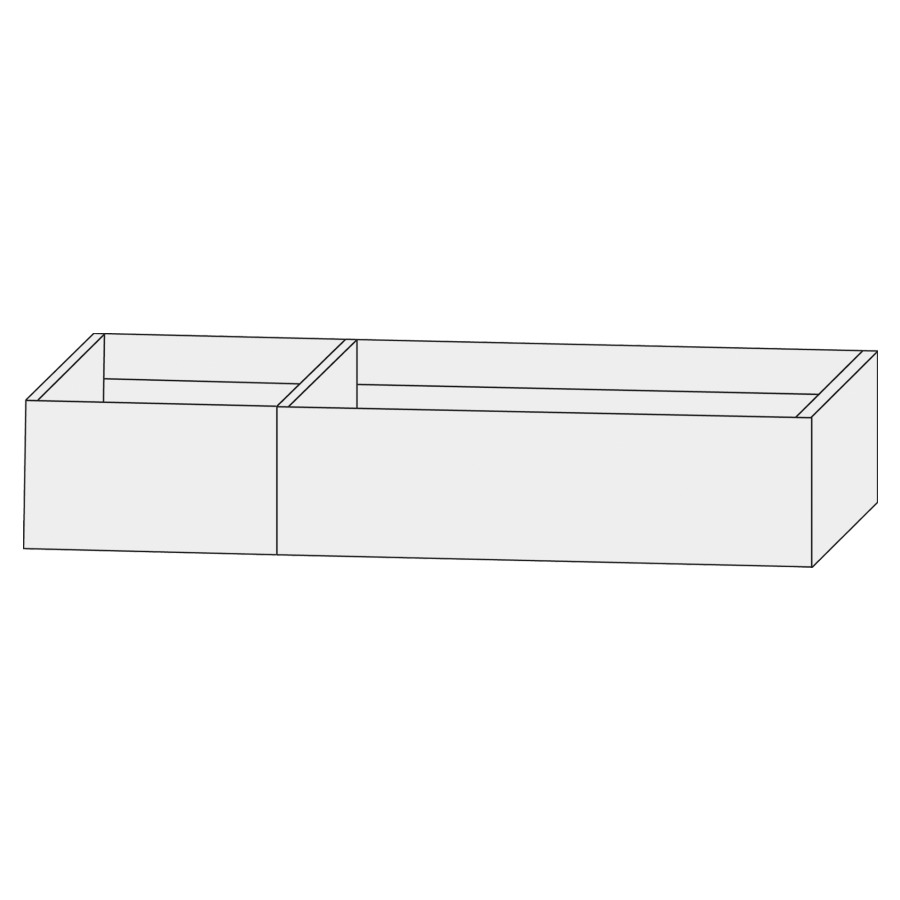 Élément inférieur  Design Line Tess
120 x 28 x 44 cm
élément de tiroir (30/90), 2&nbsp;tiroirs
sans poignée, pour lavabo
asymétrique pour meuble