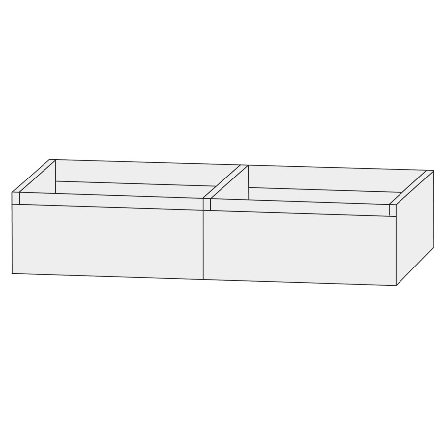 Élément inférieur  Design Line Tess
140 x 28 x 44 cm
élément de tiroir, 2&nbsp;tiroirs
sans poignée, pour lavabo double
pour meuble Q!flat/Squared