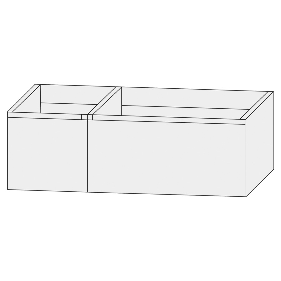 Élément inférieur  Design Line Tess
90 x 36 x 44 cm
élément de tiroir (30/60)
2&nbsp;tiroirs, sans poignée
pour lavabo asymétrique pour meuble