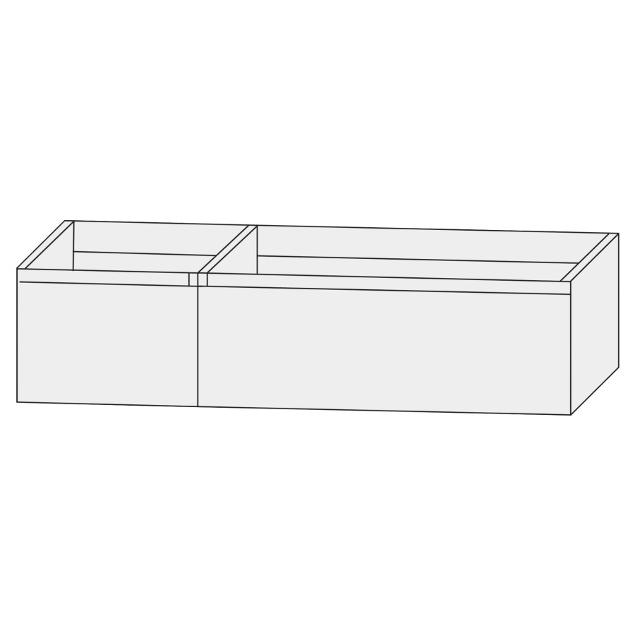 Élément inférieur  Design Line Tess
120 x 36 x 44 cm
élément de tiroir (30/90), 2&nbsp;tiroirs
sans poignée, pour lavabo
asymétrique pour meuble