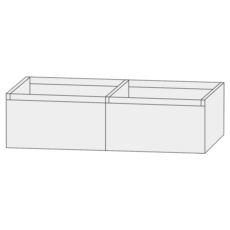 Élément inférieur  Design Line Tess
120 x 36 x 44 cm
élément de tiroir, 2&nbsp;tiroirs
sans poignée, pour lavabo double
pour meuble Q!flat/Squared