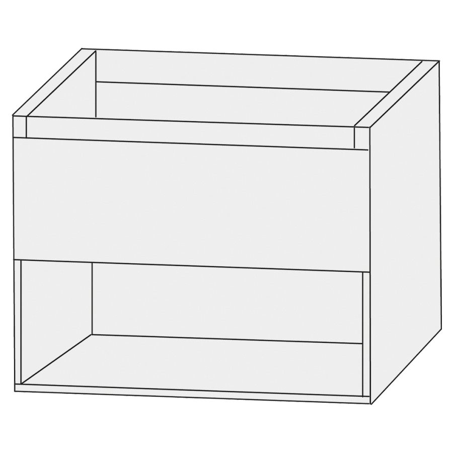 Élément inférieur  Design Line Tess
60 x 52 x 44 cm
élément de tiroir, 1&nbsp;tiroir
sans poignée, niche ouverte en bas
pour lavabo pour meuble Q!flat/Squared