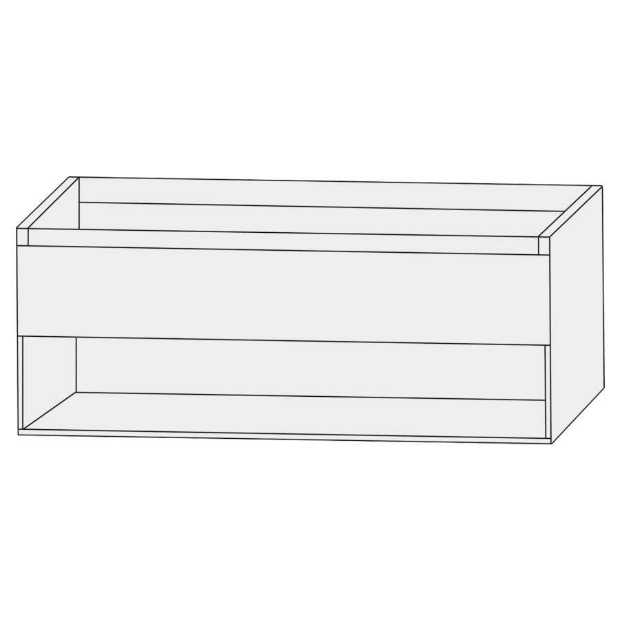 Élément inférieur  Design Line Tess
120 x 52 x 44 cm
élément de tiroir, 1&nbsp;tiroir
sans poignée, niche ouverte en bas
pour lavabo pour meuble Q!flat/Squared
