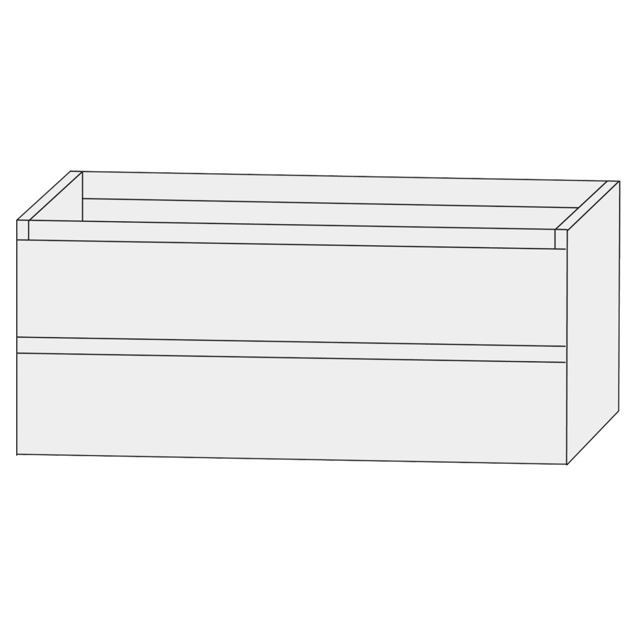 Élément inférieur  Design Line Tess
120 x 56 x 44 cm
élément de tiroir, 2&nbsp;tiroirs
sans poignée, pour lavabo double
pour meuble Q!flat/Squared