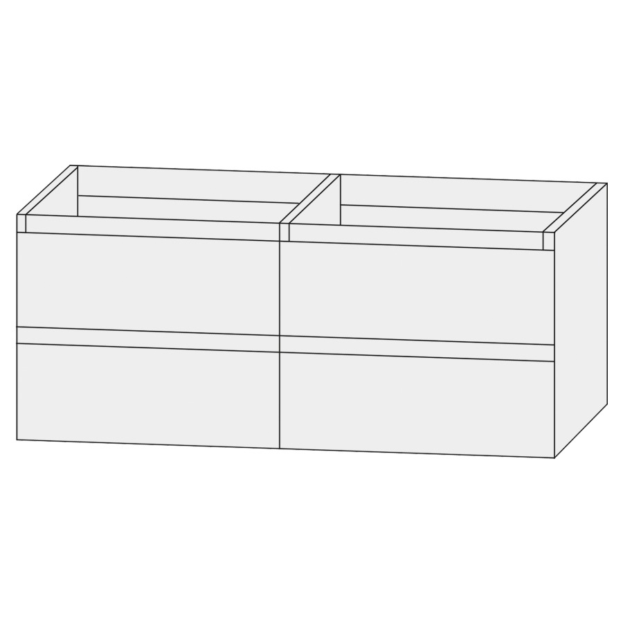 Élément inférieur  Design Line Tess
120 x 56 x 44 cm
2&nbsp;éléments de tiroir, 2&nbsp;tiroirs chacune
sans poignée, pour lavabo double
pour meuble Q!flat/Squared