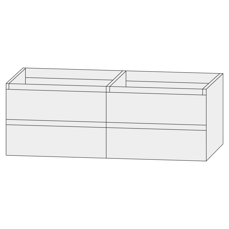 Élément inférieur  Design Line Tess
140 x 56 x 44 cm
2&nbsp;éléments de tiroir, 2&nbsp;tiroirs chacune
sans poignée, pour lavabo double
pour meuble Q!flat/Squared