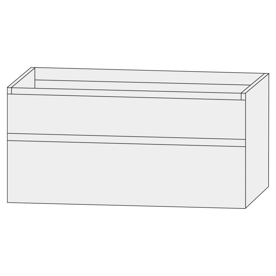 Élément inférieur  Design Line Tess
120 x 64 x 44 cm
élément de tiroir, 2&nbsp;tiroirs
sans poignée, pour lavabo pour meuble
Q!flat/Squared