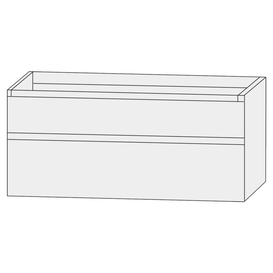 Élément inférieur  Design Line Tess
140 x 64 x 44 cm
élément de tiroir, 2&nbsp;tiroirs
sans poignée, pour lavabo double
pour meuble Q!flat/Squared