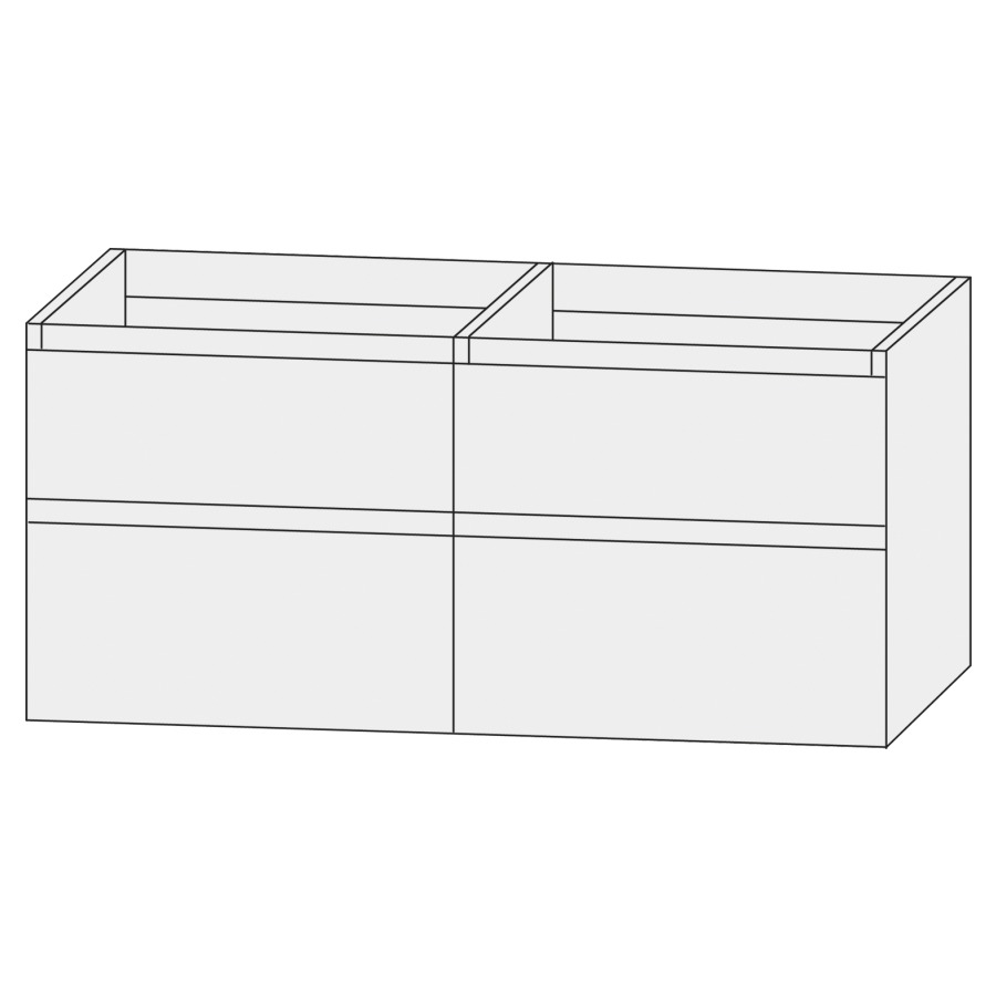 Élément inférieur  Design Line Tess
120 x 64 x 44 cm
2&nbsp;éléments de tiroir, 2&nbsp;tiroirs chacune
sans poignée, pour lavabo double
pour meuble Q!flat/Squared