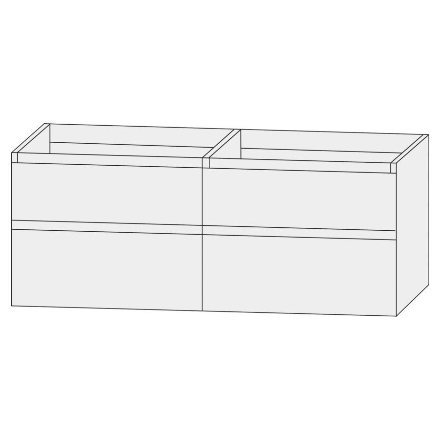Élément inférieur  Design Line Tess
140 x 64 x 44 cm
2&nbsp;éléments de tiroir, 2&nbsp;tiroirs chacune
sans poignée, pour lavabo double
pour meuble Q!flat/Squared