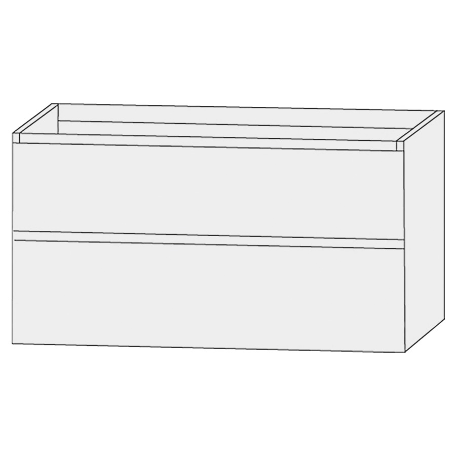 Élément inférieur  Design Line Tess
120 x 72 x 44 cm
élément de tiroir, 2&nbsp;tiroirs
sans poignée, pour lavabo simple et
double pour meuble Q!flat/Squared
