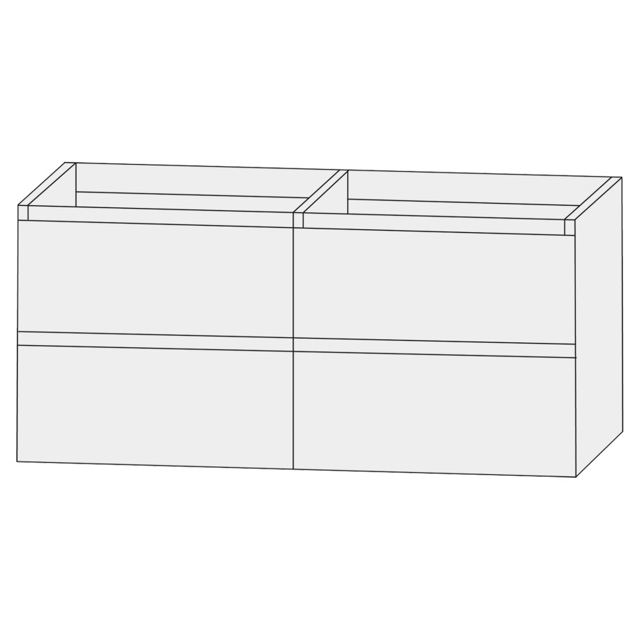 Élément inférieur  Design Line Tess
140 x 72 x 44 cm
2&nbsp;éléments de tiroir, 2&nbsp;tiroirs chacune
sans poignée, pour lavabo double
pour meuble Q!flat/Squared