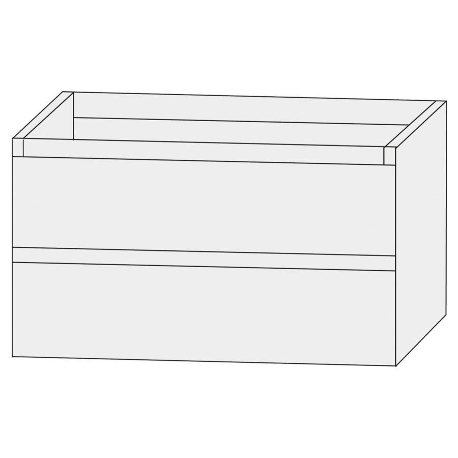 Élément inférieur  Design Line Tess
90 x 56 x 44 cm
élément de tiroir, 2&nbsp;tiroirs
sans poignée
pour lavabo pour meuble Q!flat