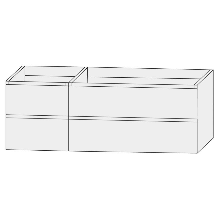 Élément inférieur  Design Line Tess
120 x 56 x 44 cm
2&nbsp;éléments de tiroir (30/60)
2&nbsp;tiroirs chacune, sans poignée
pour lavabo asymétrique pour meuble