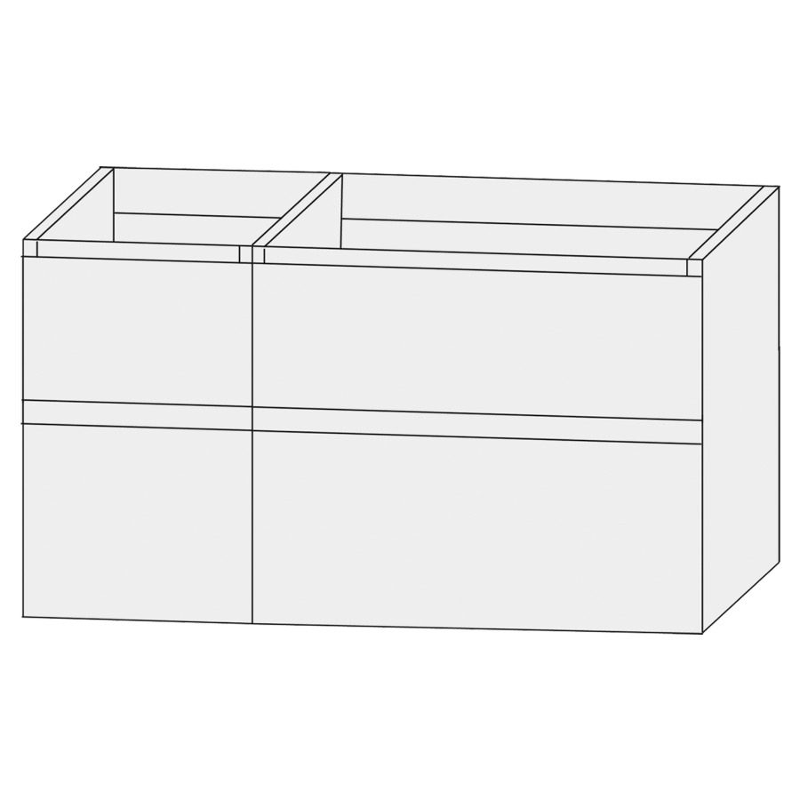 Élément inférieur  Design Line Tess
90 x 64 x 44 cm
2&nbsp;éléments de tiroir (30/60)
2&nbsp;tiroirs chacune, sans poignée
pour lavabo asymétrique pour meuble