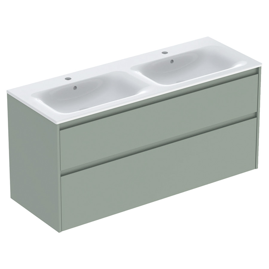 Combinaison de meuble RENOVA PLAN
130 x 62.1 x 48 cm
avec lavabo double meuble 
blanc avec trop-plein
élément de tiroir, 2&nbsp;tiroirs
sans siphon gain de place
avec matériel de fixation