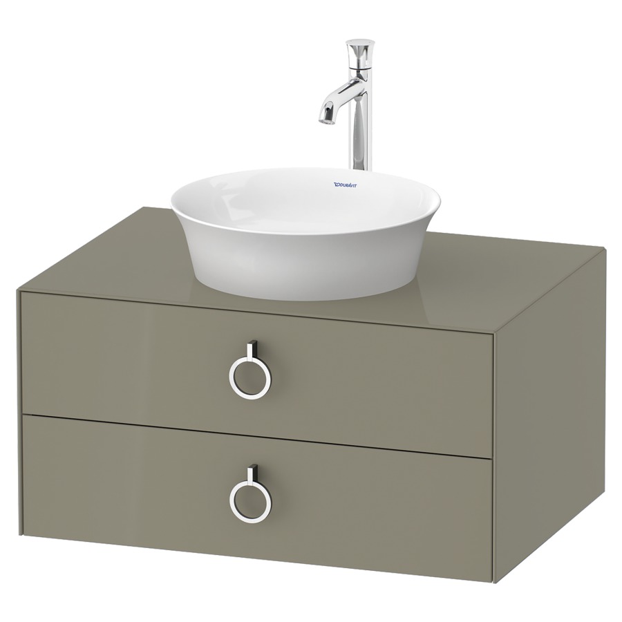 Élément inférieur WHITE TULIP
80,0 x 40,8 x 55,0 cm
élément à 2 tiroirs
pour lavabo à poser, avec
plaque de recouvrement
poignée: chrome polie