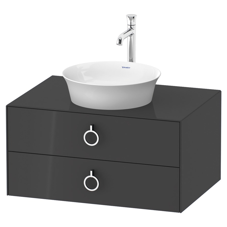 Élément inférieur WHITE TULIP
80,0 x 40,8 x 55,0 cm
élément à 2 tiroirs
pour lavabo à poser, avec
plaque de recouvrement
poignée: chrome polie