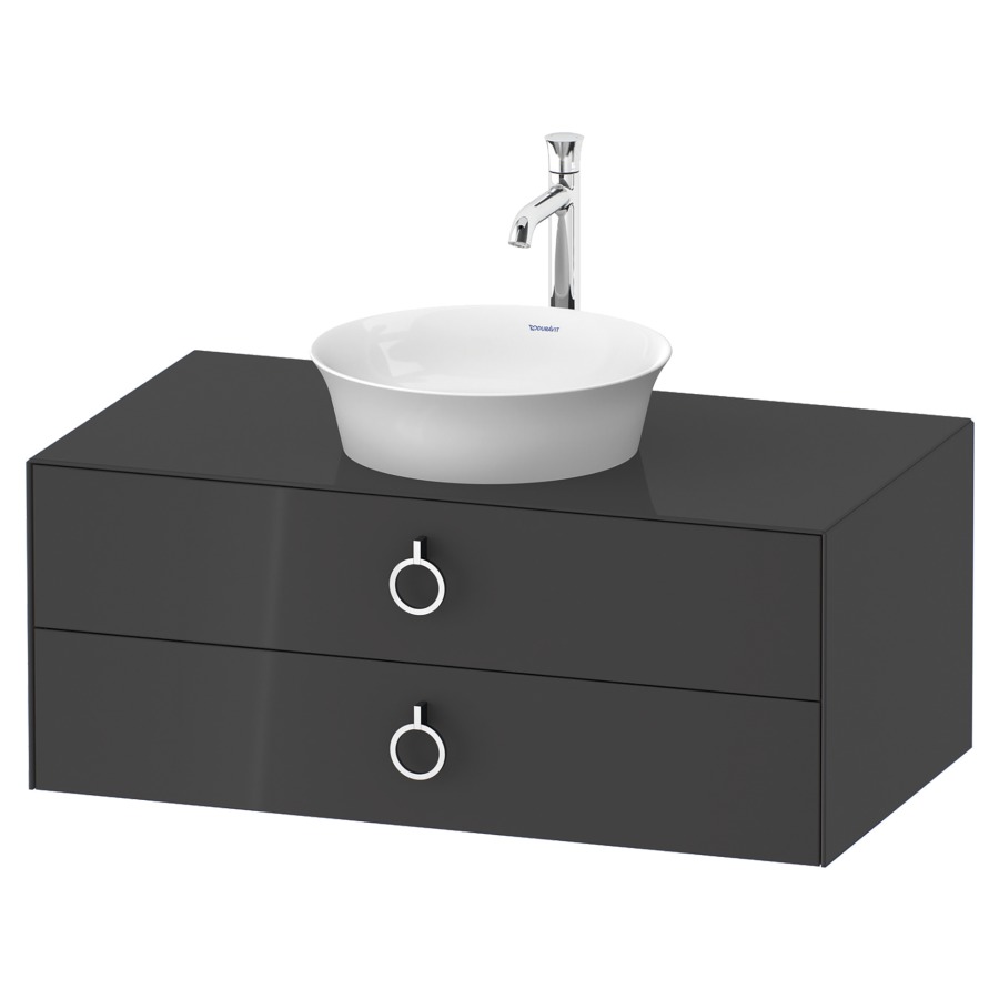 Élément inférieur WHITE TULIP
100,0 x 40,8 x 55,0 cm
élément à 2 tiroirs
pour lavabo à poser, avec
plaque de recouvrement
poignée: chrome polie
