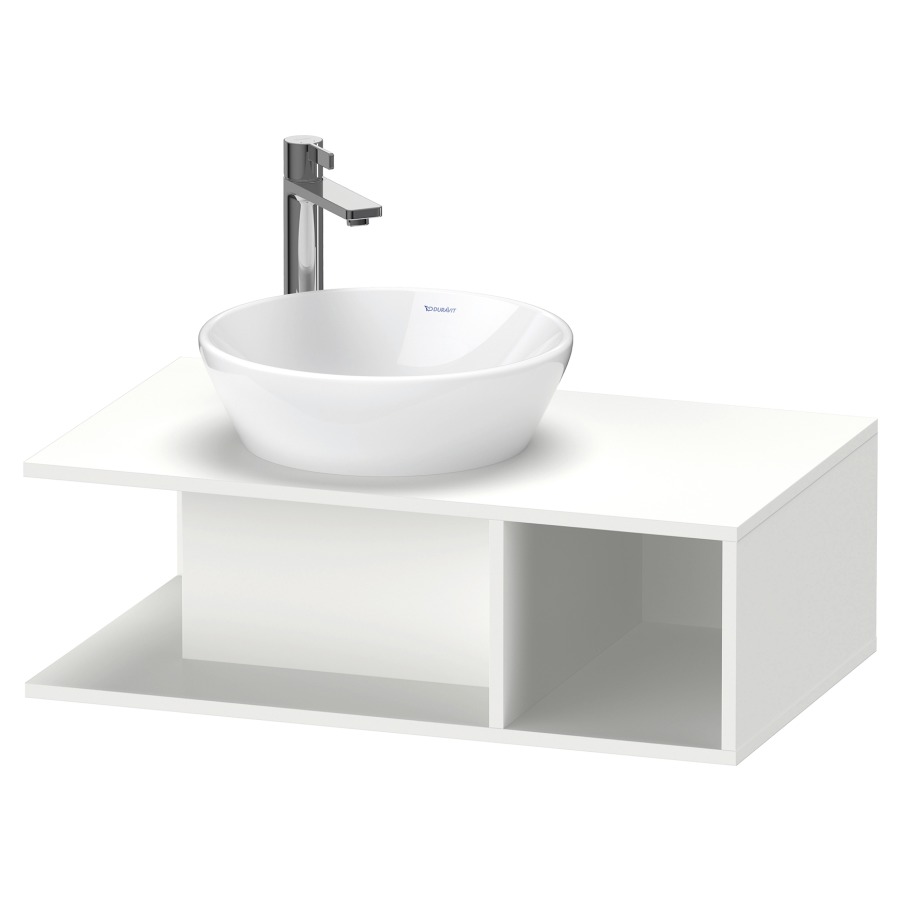 Élément inférieur D-NEO
80,0 x 26,0 x 48,0 cm
niche ouverte à droite
pour lavabo à poser à gauche
avec plaque de recouvrement