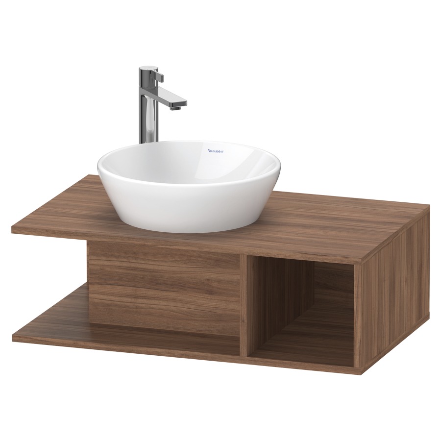 Élément inférieur D-NEO
80,0 x 26,0 x 48,0 cm
niche ouverte à droite
pour lavabo à poser à gauche
avec plaque de recouvrement