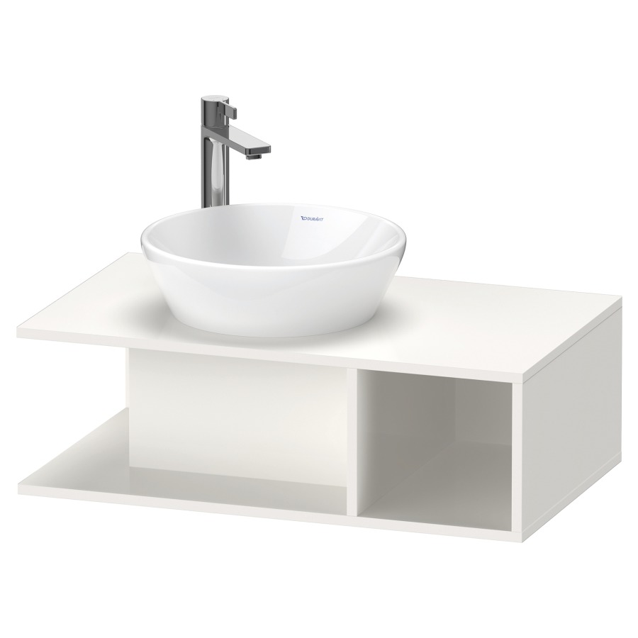 Élément inférieur D-NEO
80,0 x 26,0 x 48,0 cm
niche ouverte à droite
pour lavabo à poser à gauche
avec plaque de recouvrement
