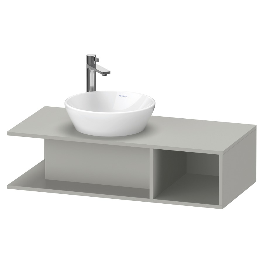 Élément inférieur D-NEO
100,0 x 26,0 x 48,0 cm
niche ouverte à droite
pour lavabo à poser à gauche
avec plaque de recouvrement