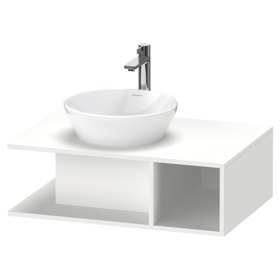 Élément inférieur D-NEO
80,0 x 26,0 x 55,0 cm
niche ouverte à droite
pour lavabo à poser à gauche
avec plaque de recouvrement