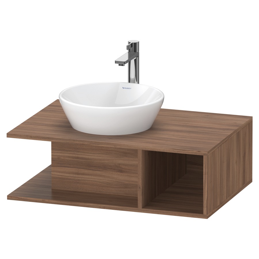 Élément inférieur D-NEO
80,0 x 26,0 x 55,0 cm
niche ouverte à droite
pour lavabo à poser à gauche
avec plaque de recouvrement