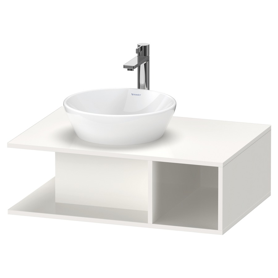 Élément inférieur D-NEO
80,0 x 26,0 x 55,0 cm
niche ouverte à droite
pour lavabo à poser à gauche
avec plaque de recouvrement