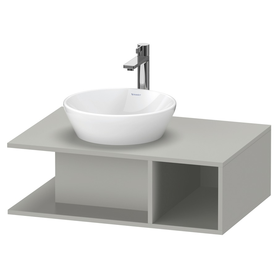 Élément inférieur D-NEO
80,0 x 26,0 x 55,0 cm
niche ouverte à droite
pour lavabo à poser à gauche
avec plaque de recouvrement