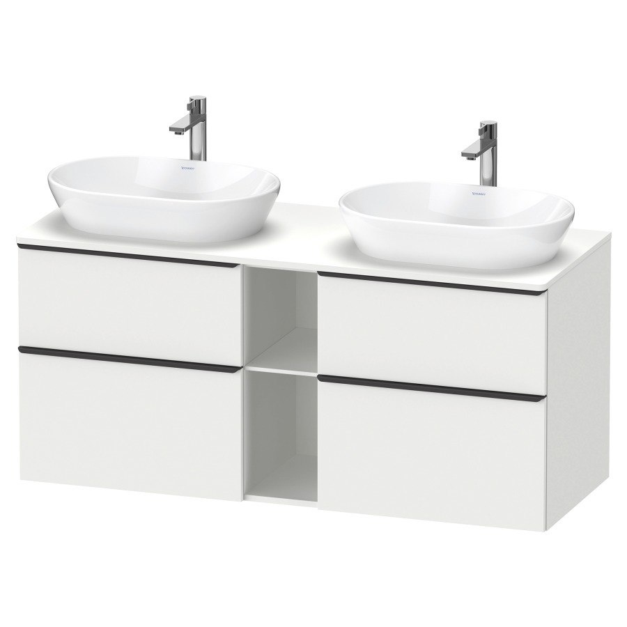 Élément inférieur D-NEO
140,0 x 64,4 x 55,0 cm
2 éléments à chacun 2 tiroirs
pour 2 lavabos à poser
avec plaque de recouvrement
poignée: noir diamant