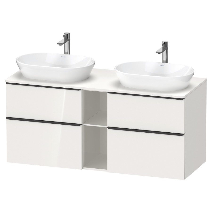 Élément inférieur D-NEO
140,0 x 64,4 x 55,0 cm
2 éléments à chacun 2 tiroirs
pour 2 lavabos à poser
avec plaque de recouvrement
poignée: noir diamant